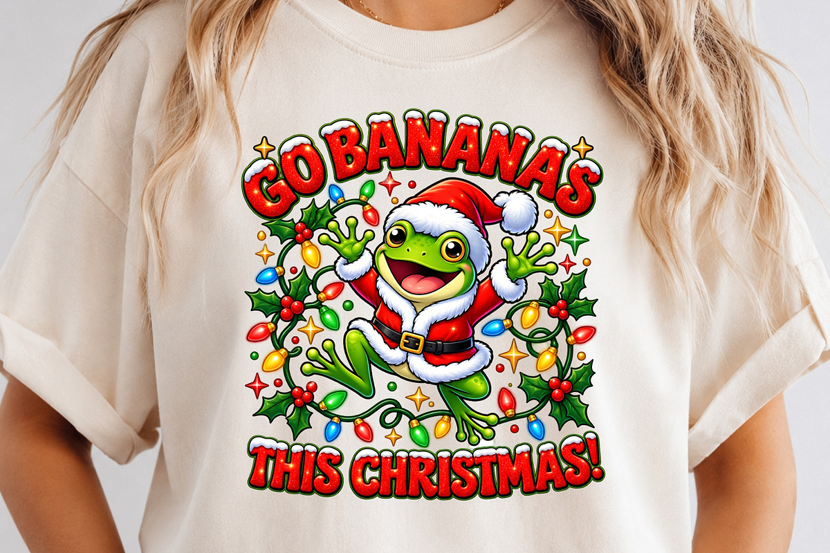 Go Bananas Funny Christmas Frog PNG, an Object Graphic by Zahyl Studio (Photo 2 of 7)