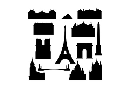Silhouette of Paris city monuments, an Object Illustration by okskukuruza