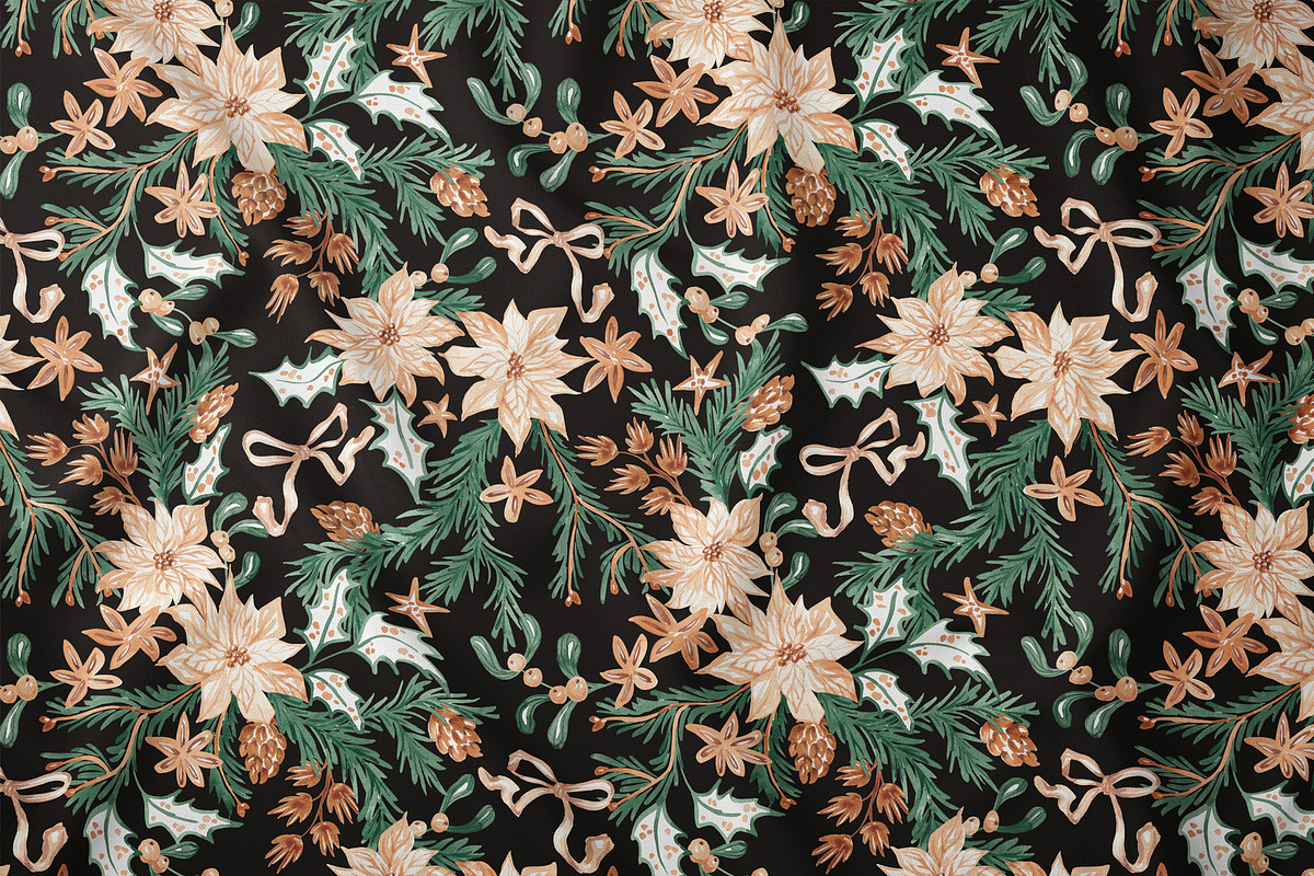 Christmas Botanicals Repeat Print, a Pattern Graphic by SirenaArt (Photo 10 of 21)