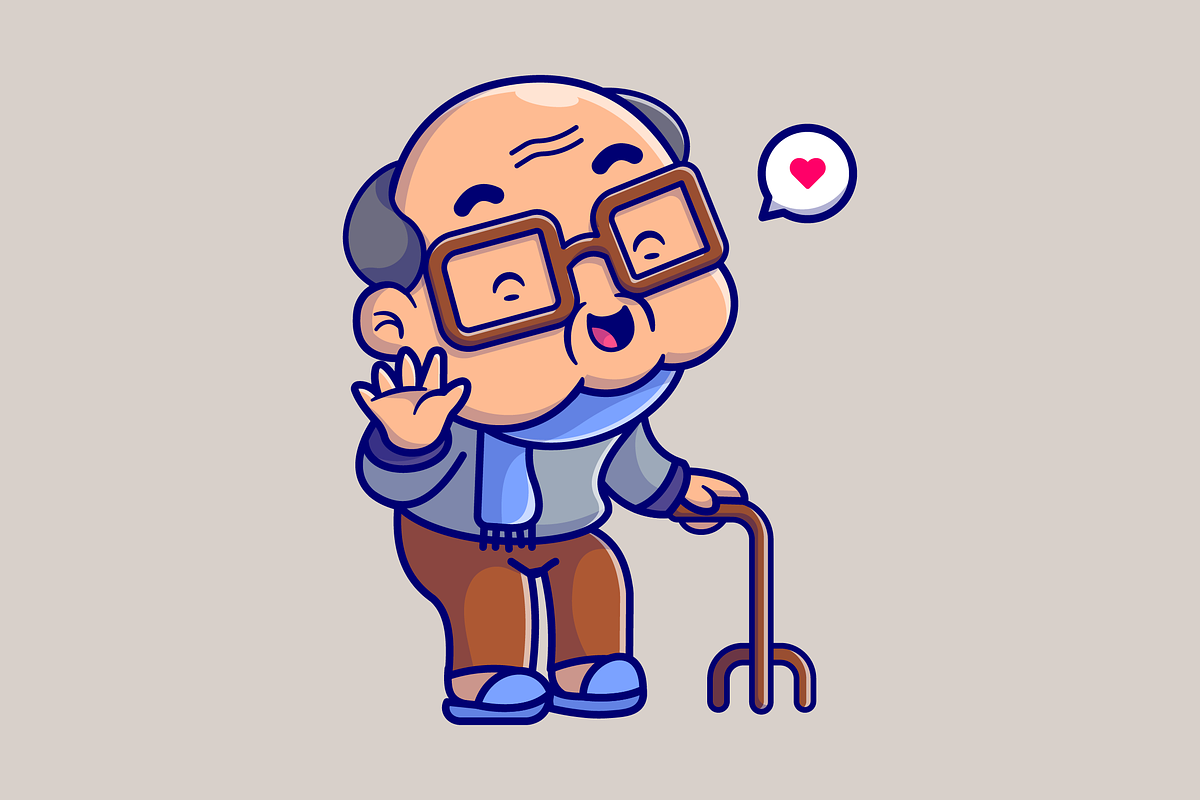 Cute Grandfather Walking With Cane, a Person Illustration by Catalyst Labs (Photo 1 of 3)