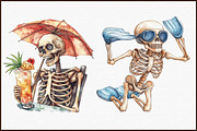 Funny Summer Skeleton Clipart, an Illustration by Sublimation Artist (Thumbnail 3 of 6)