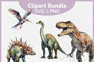 Dinosaurs SVG & PNG Clipart Bundle
