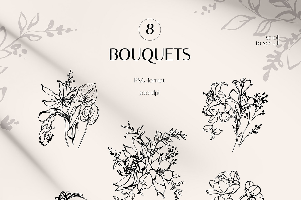 INKED BOTANY line art set, a Decorative Illustration by Yuliia Lashevska (Photo 3 of 12)