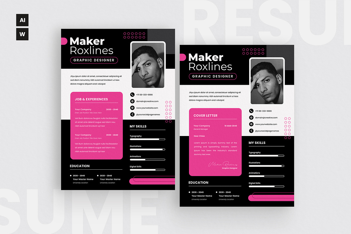 Modern Resume CV, a Resume Template by dokudokunomi (Photo 1 of 4)