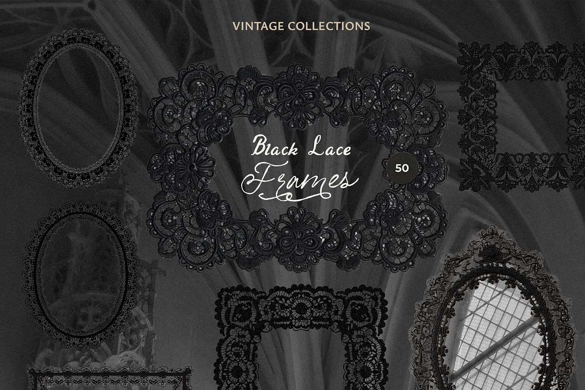 Vintage Black Lace Frames & Doilies, an Object Graphic by Lana Elanor (Photo 15 of 20)