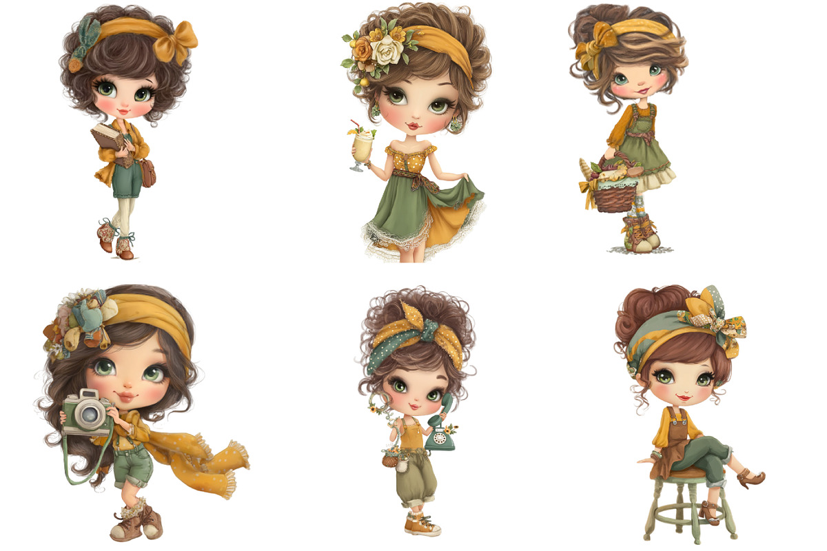 Retro Girls Clipart Bundle, an Illustration by DreamArtGraphic (Photo 2 of 4)