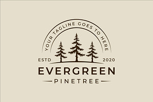 pines tree logo vintage vector, a Branding & Logo Template by zyxroun shop