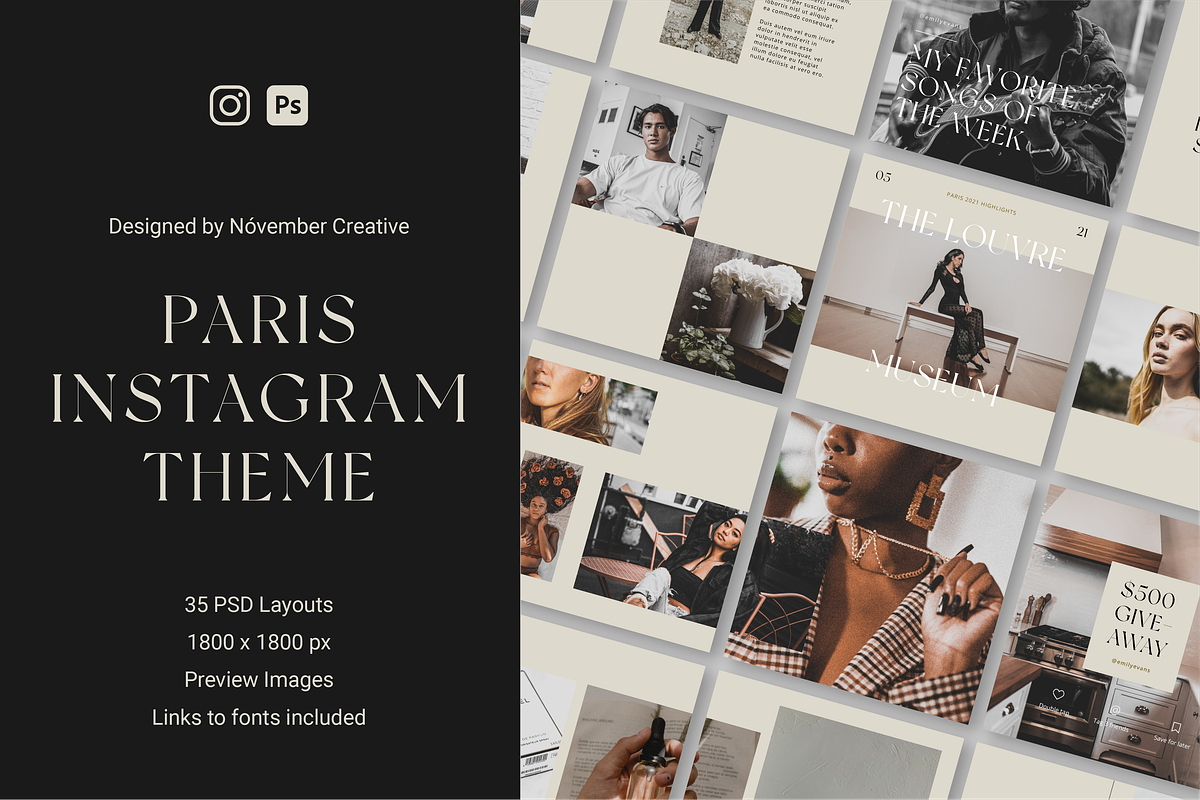 Paris - 35 Instagram Feed Posts, a Social Media Template by TheFisherCreative (Photo 1 of 12)