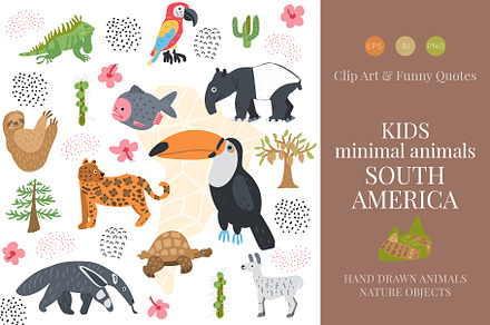 Kids Minimal Animals. South America