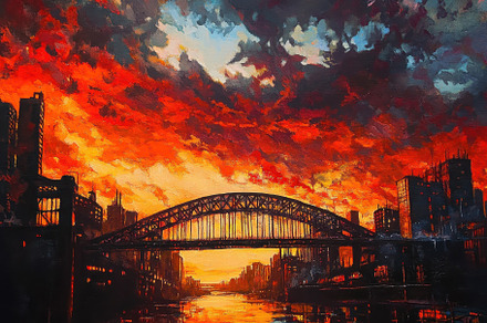 Stunning sunset view of Tyne Bridge, a Photo by Iftikhar Alam