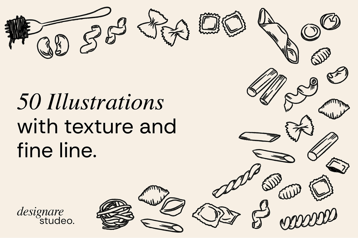 Italian Pastas Illustrations, a Decorative Illustration by ginni illustrations (Photo 3 of 6)