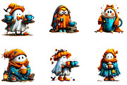 Cozy Coffee Ghosts Halloween, a Seasonal Illustration by CreationArt (Thumbnail 3 of 5)