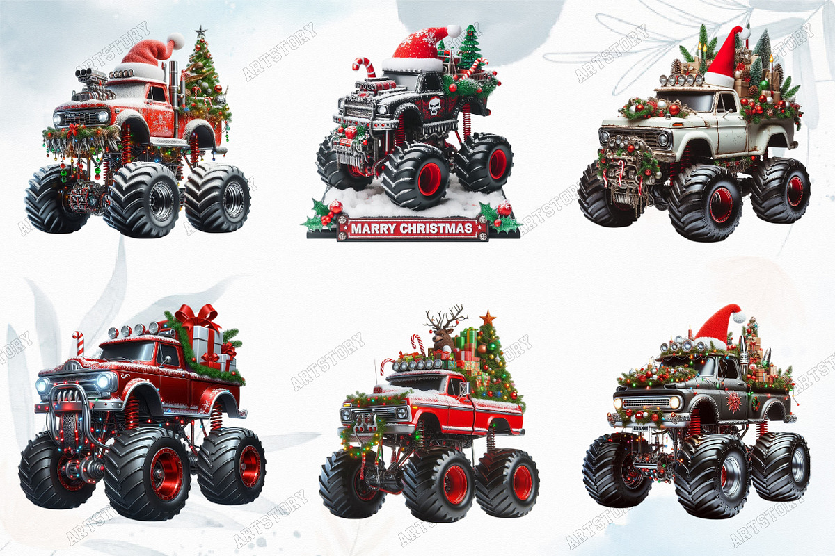 Christmas Monster Truck Sublimation, a Graphic by designcity5 (Photo 2 of 5)