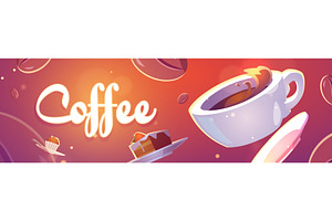 Coffee Banner With Illustration Of