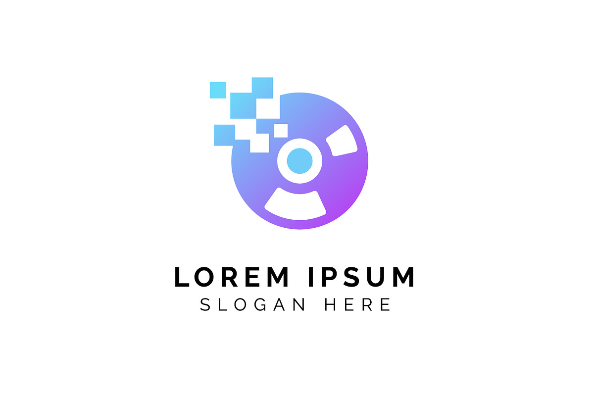 pixel vinyl music logo. vinyl disc i, a Branding & Logo Template by Distrologo