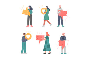 People Characters Holding Like, a Person Illustration by TopVectors