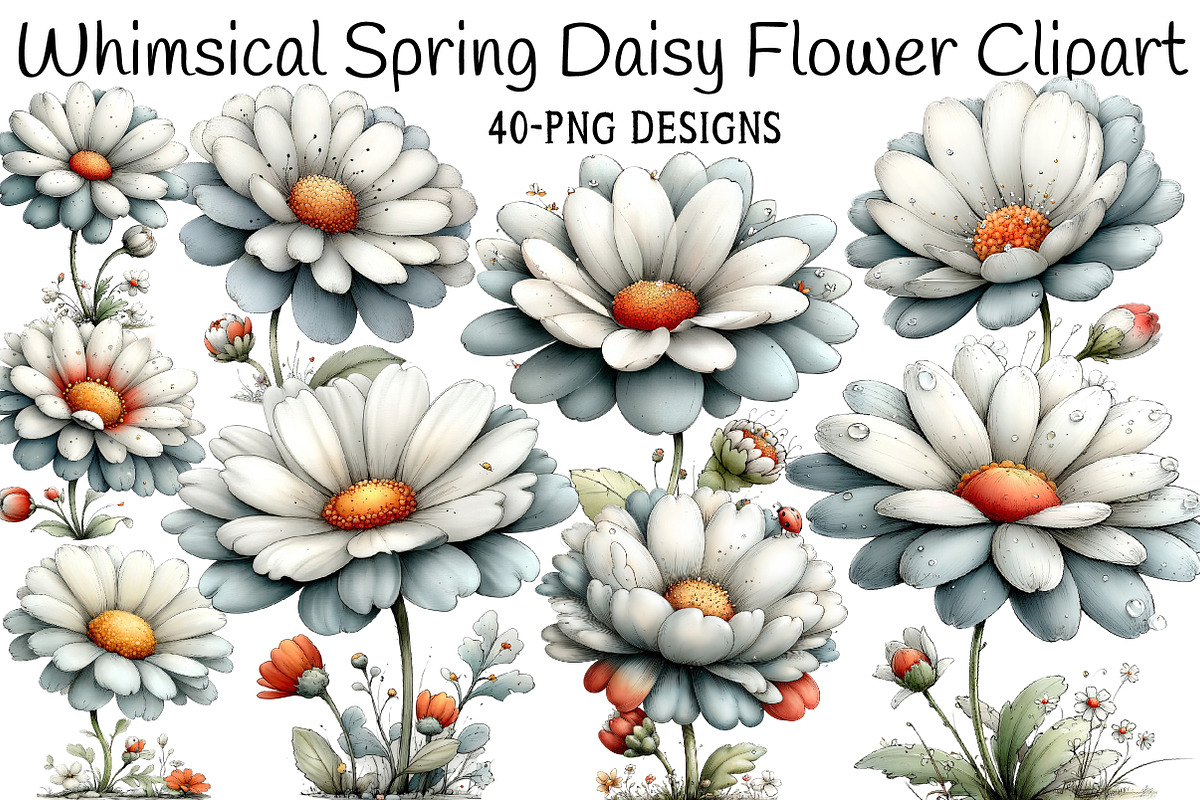 Whimsical Spring Daisy Flower Clipar, an Illustration by Daily.Designs (Photo 1 of 8)