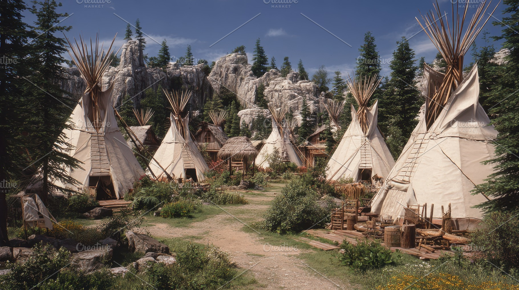 An Indian Native American village, a Photo by Pavel_design