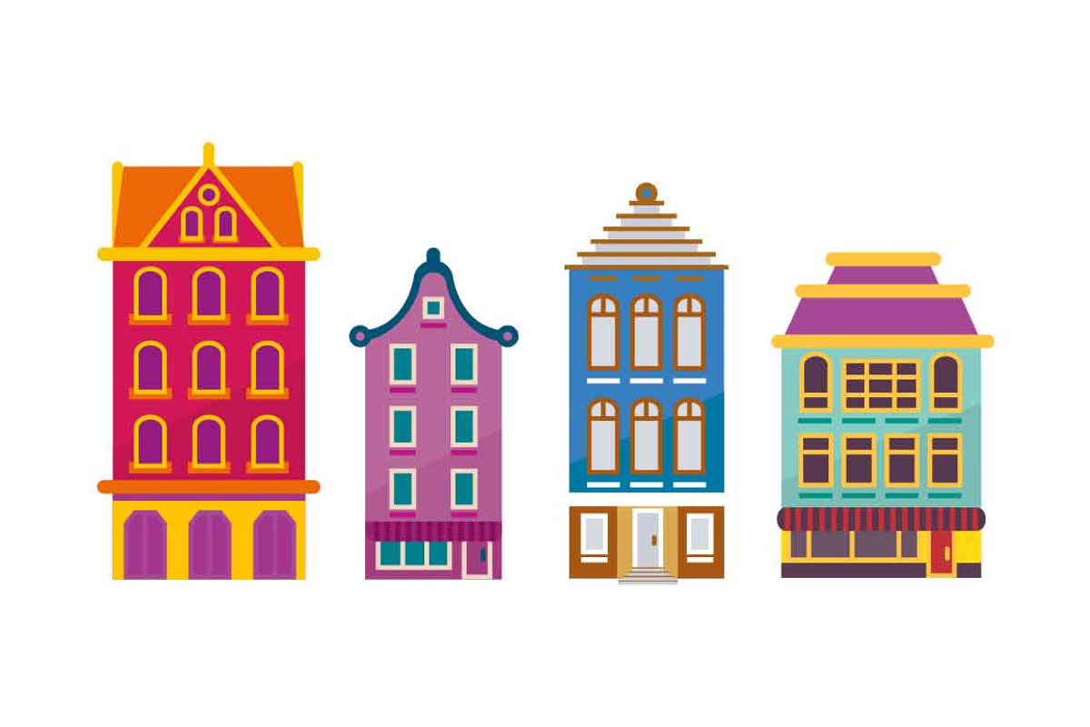 Dutch & Belgian-like houses set, an Illustration by Grafvish (Photo 2 of 7)