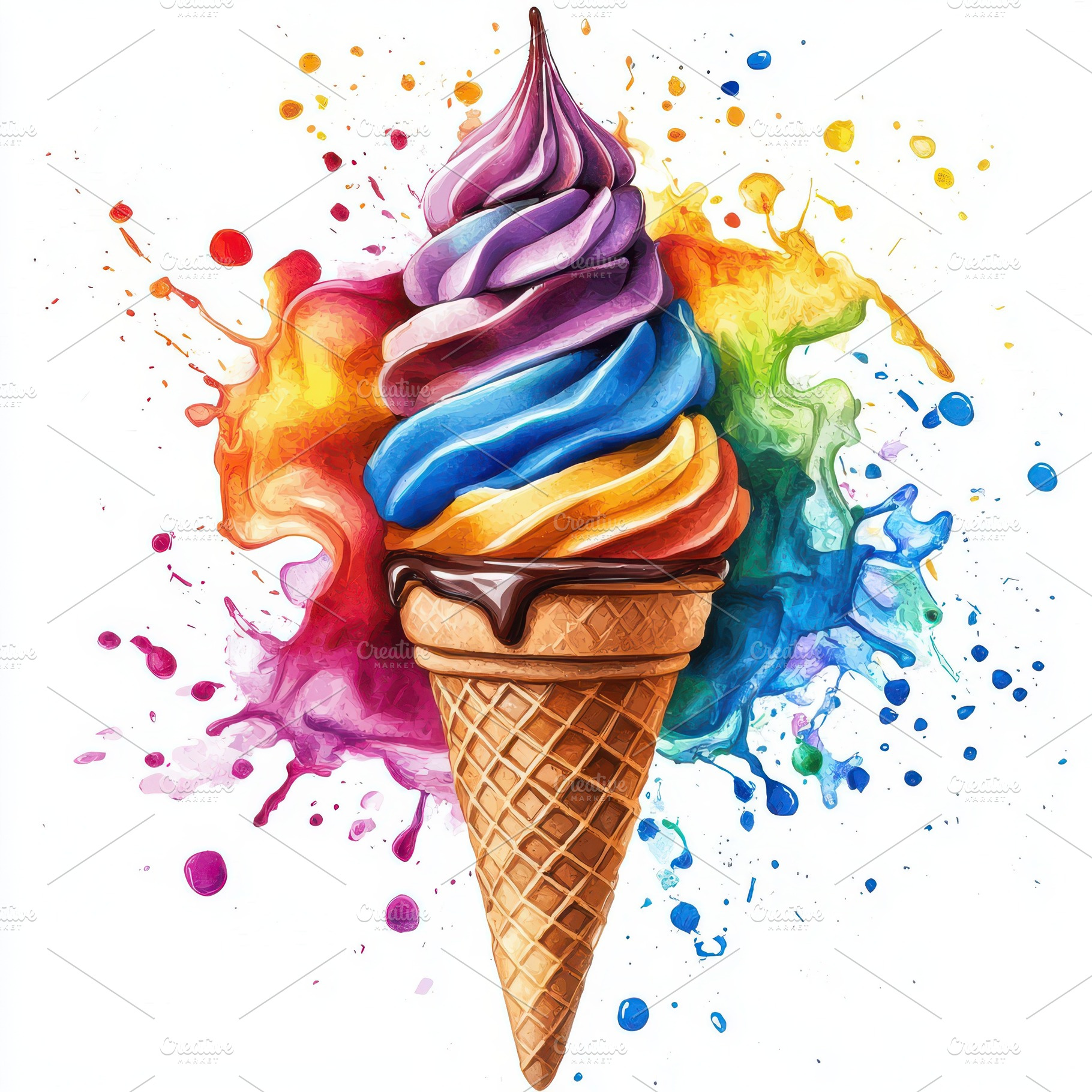 Ice cream cone with chocolate and ra, a Food & Drink Photo by Pixeness Studio