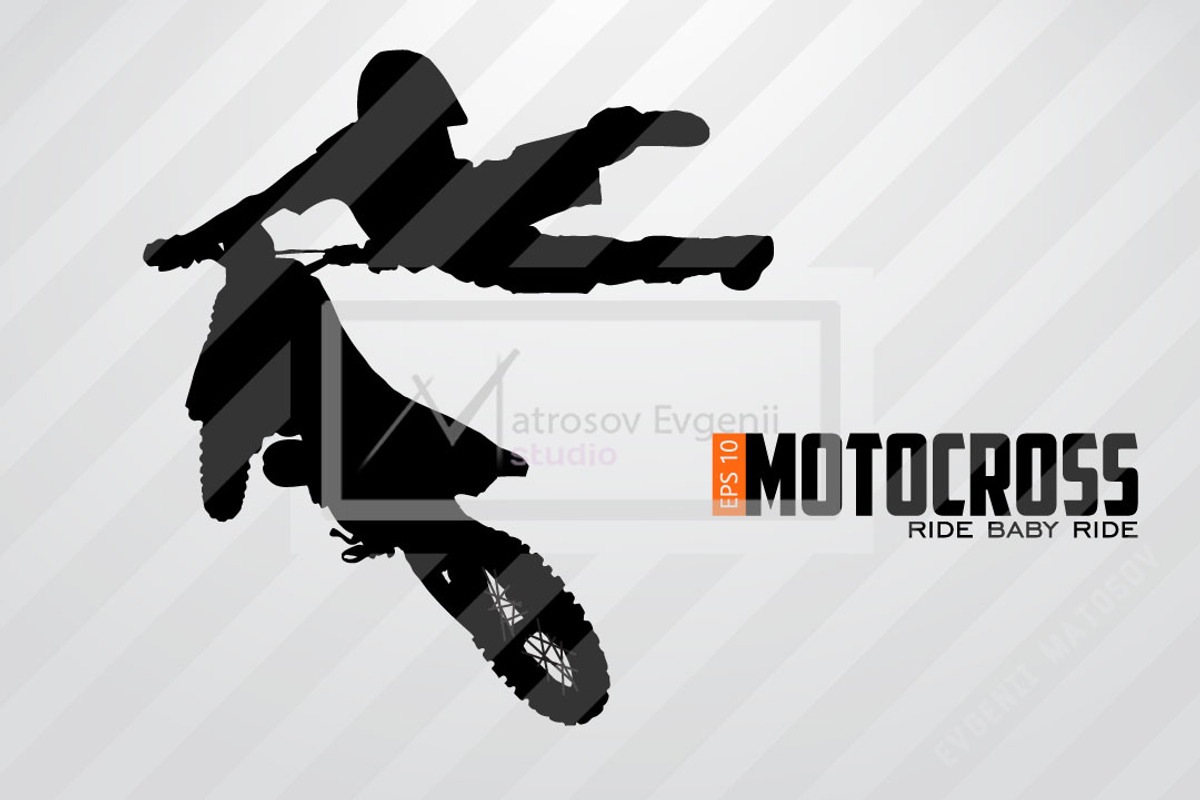Silhouette of a motocross rider. Set, an Illustration by Matrosovv