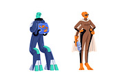 Aliens, space characters, robots set, a Person Illustration by PaperTrident (Thumbnail 4 of 11)
