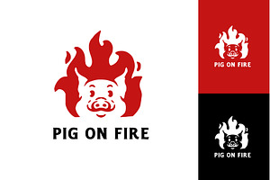 mascot red pig fire hot grill logo, a Branding & Logo Template by Vinsvectory