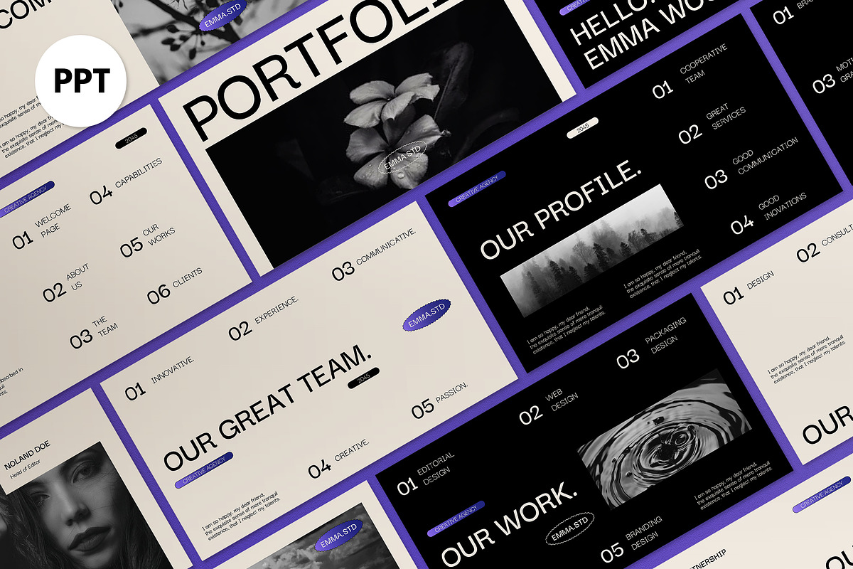 Black Cream Gradient Portfolio PPT, a Presentation Template by graphicook (Photo 1 of 4)
