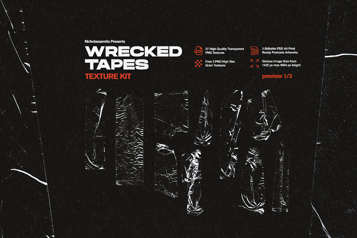 Wrecked Tapes Texture Kit, a Texture Graphic by nicholasasmita (Photo 3 of 10)