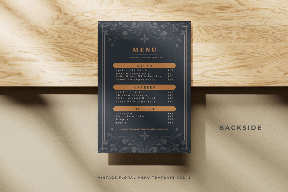 Vintage Floral Menu Vol.5, a Brochure Template by Bewalrus Studio (Photo 3 of 5)