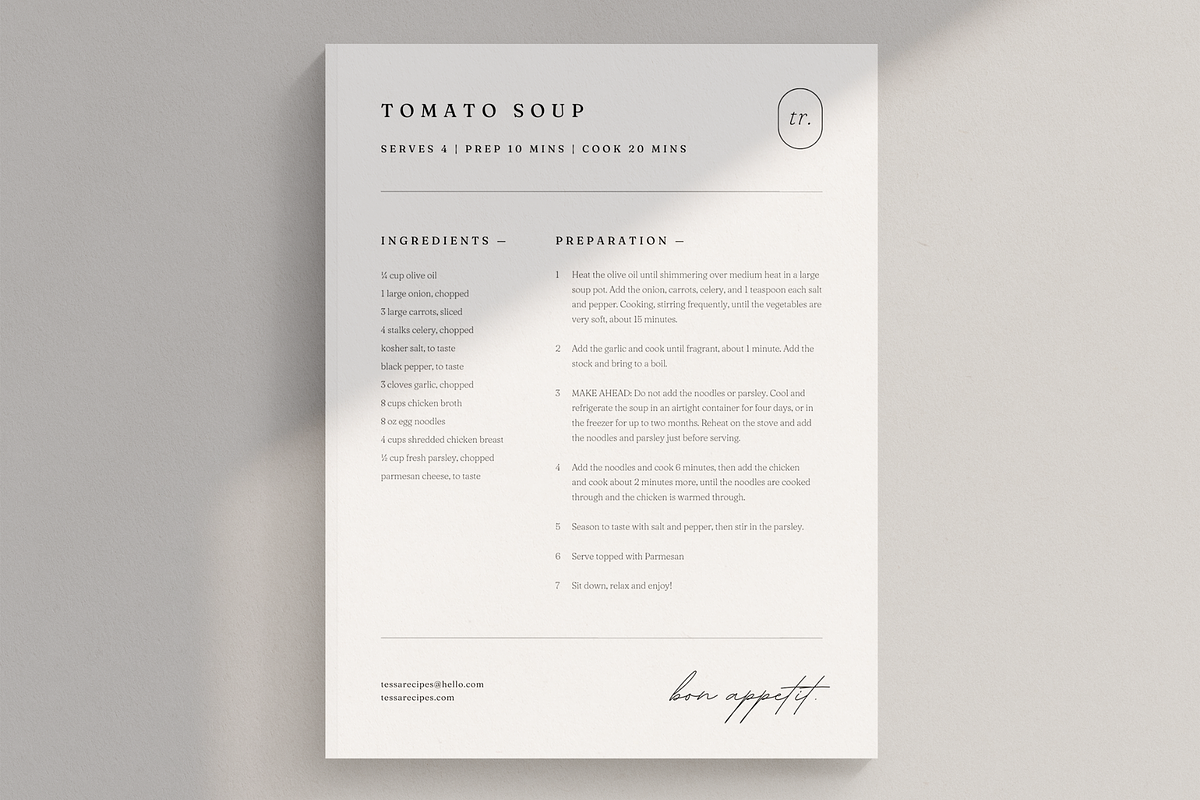 Minimal 1 Page Recipe Template Canva, a Flyer Template by frommakertomaker (Photo 2 of 7)