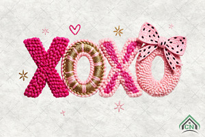 Valentine XOXO Faux Yarn PNG, an Illustration by Craft Nest