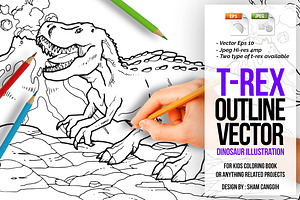 Tyrannosaurus Rex Outline Vector