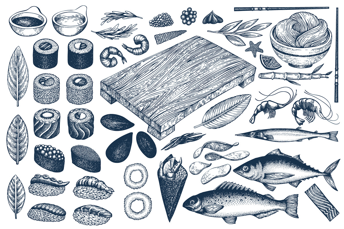 Sushi Vector Collection, a Food Illustration by Lubov Illustrations Shop (Photo 2 of 5)