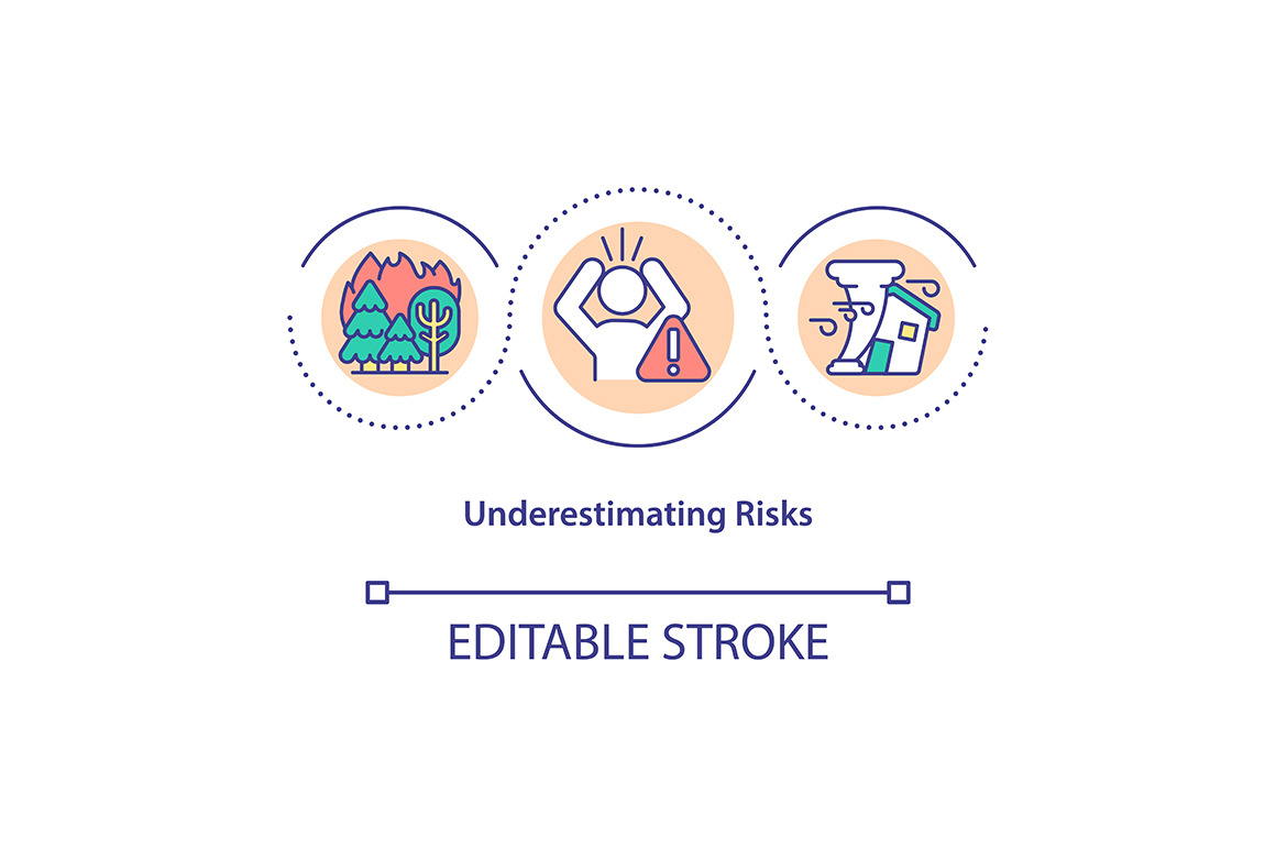 Underestimating risks concept icon, an Outline Icon by IMG visuals icons