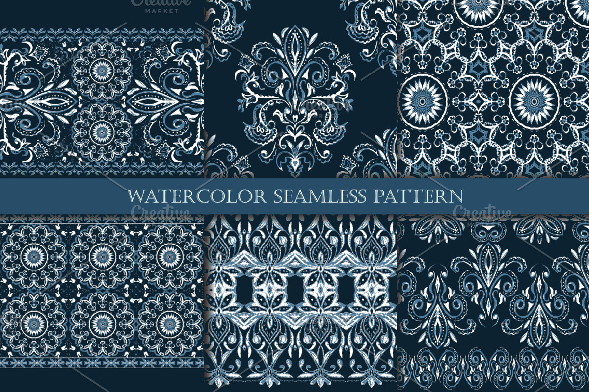 Set of  watercolor seamless patterns, a Pattern Graphic by Natikka Art (Photo 1 of 3)