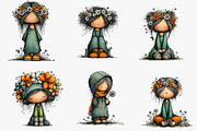 Flowers and Girls Clipart, an Illustration by CreationArt (Thumbnail 6 of 6)