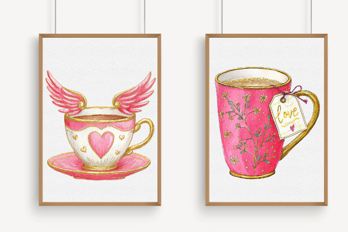 Valentine's Day Coffee Cup Clipart, an Illustration by Libby Wishes (Photo 4 of 6)