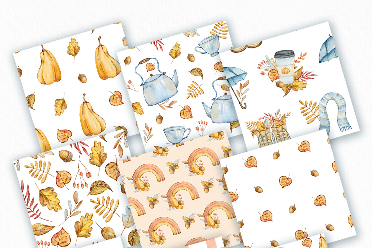 Watercolor Autumn Seamless Patterns, a Pattern Graphic by SvetaArtStore (Photo 4 of 7)