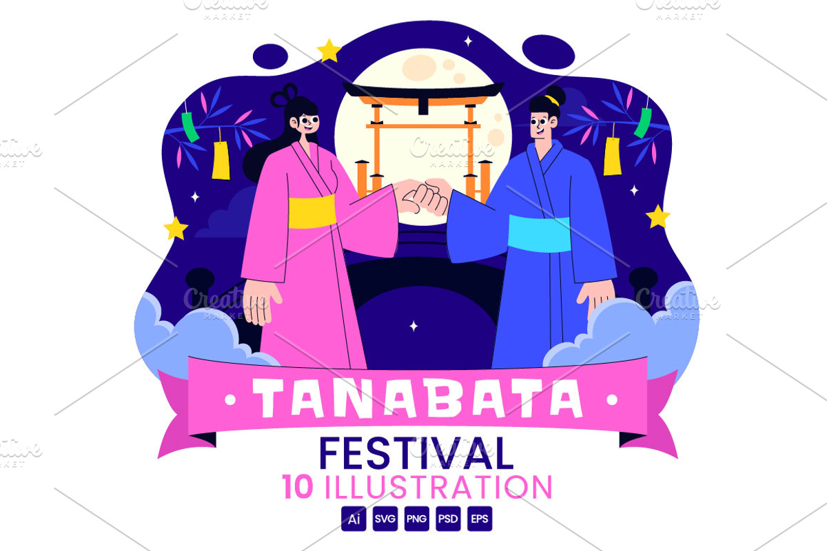 10 Tanabata Festival Illustration, a Seasonal Illustration by denayunebgt (Photo 1 of 4)