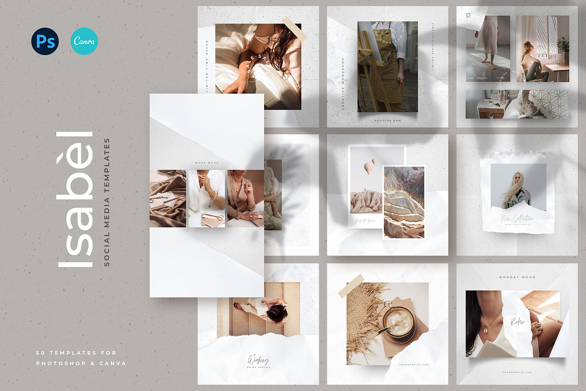 CANVA Paper Social Media Templates, a Social Media Template by AndrewPixel (Photo 1 of 11)