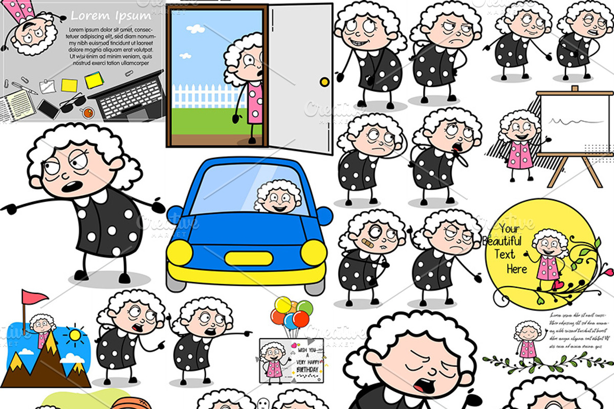 Grandmother ~ Cartoon Character Set, a Person Illustration by The Toon Company (Photo 5 of 12)