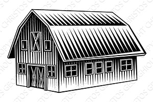 Farm Barn Rural Building in Vintage, an Illustration by Christos Georghiou