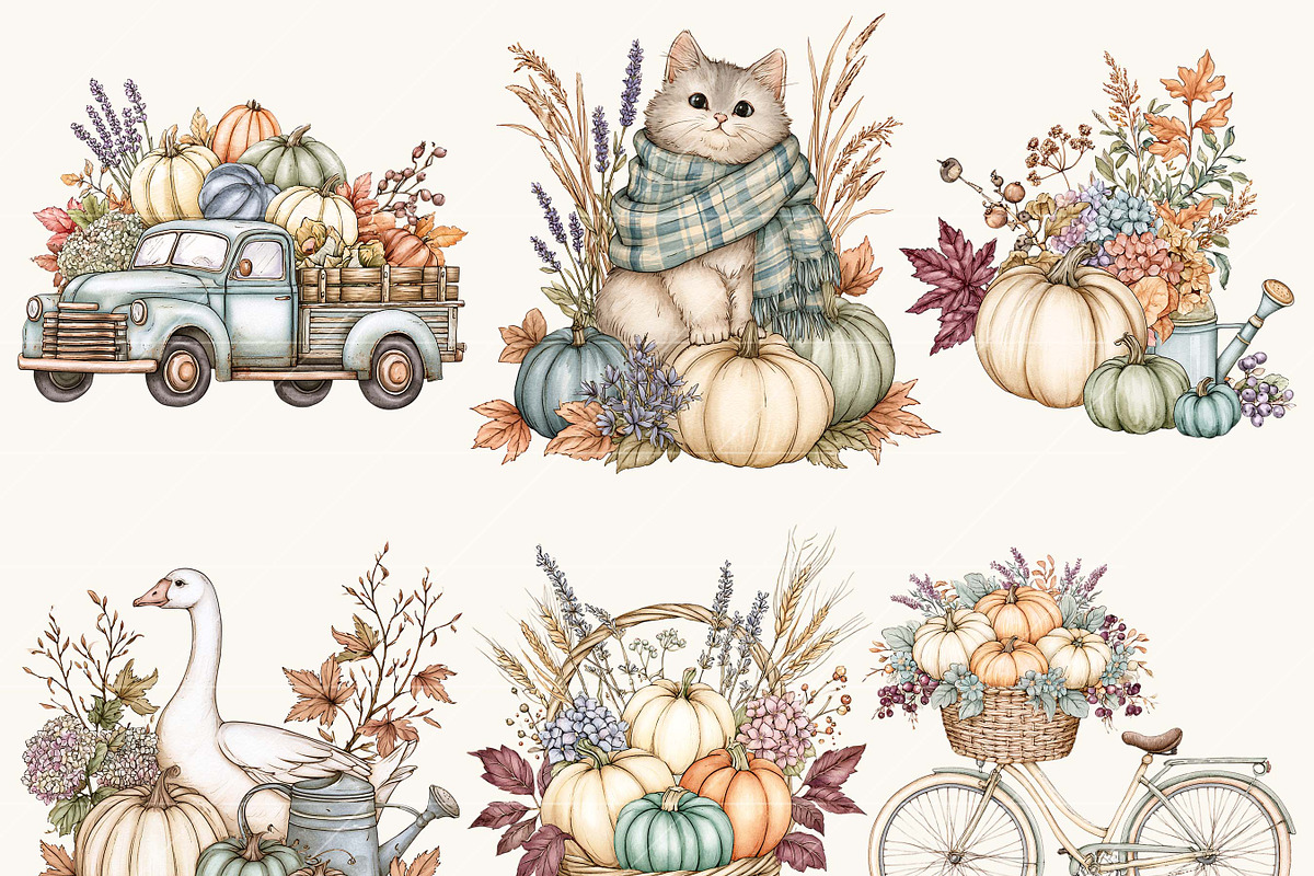 Rustic Autumn Wildlife Clipart, an Object Illustration by BusyDaydesign (Photo 2 of 9)