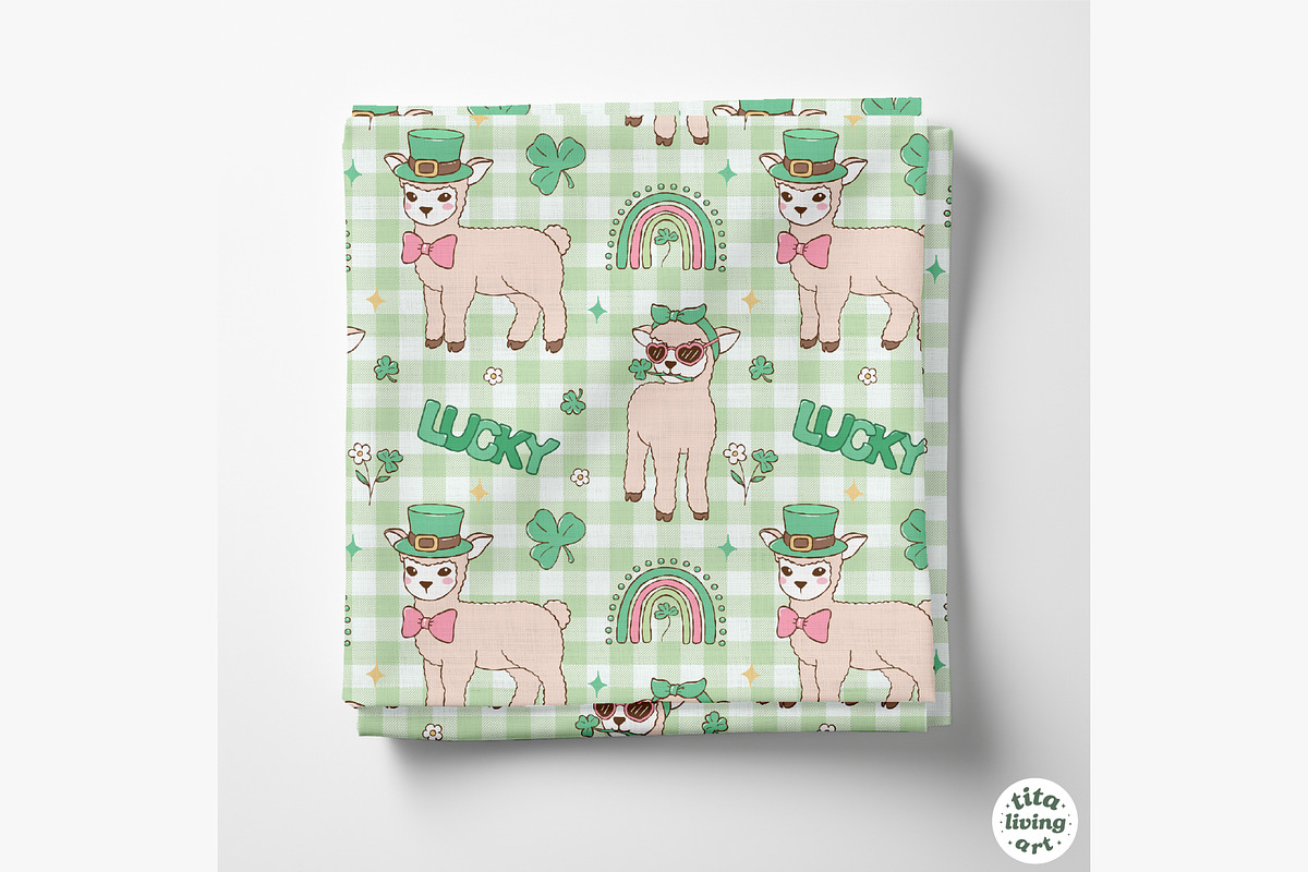 Lucky Lambs Seamless Pattern, a Seasonal Illustration by TitaLivingArt (Photo 3 of 13)