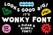 Wonky Font! A Clean & Blocky Font, a Sans Serif Font by Meg Lewis Fun House (Thumbnail 1 of 11)