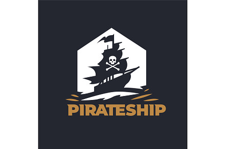 lustrate a emblem-style pirate ship