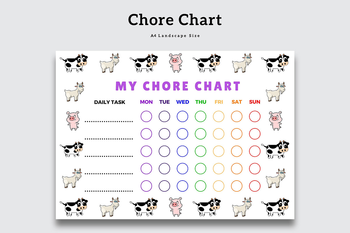 Kids Chore Chart Sheet, a Stationery Template by Amit Debnath (Photo 1 of 2)