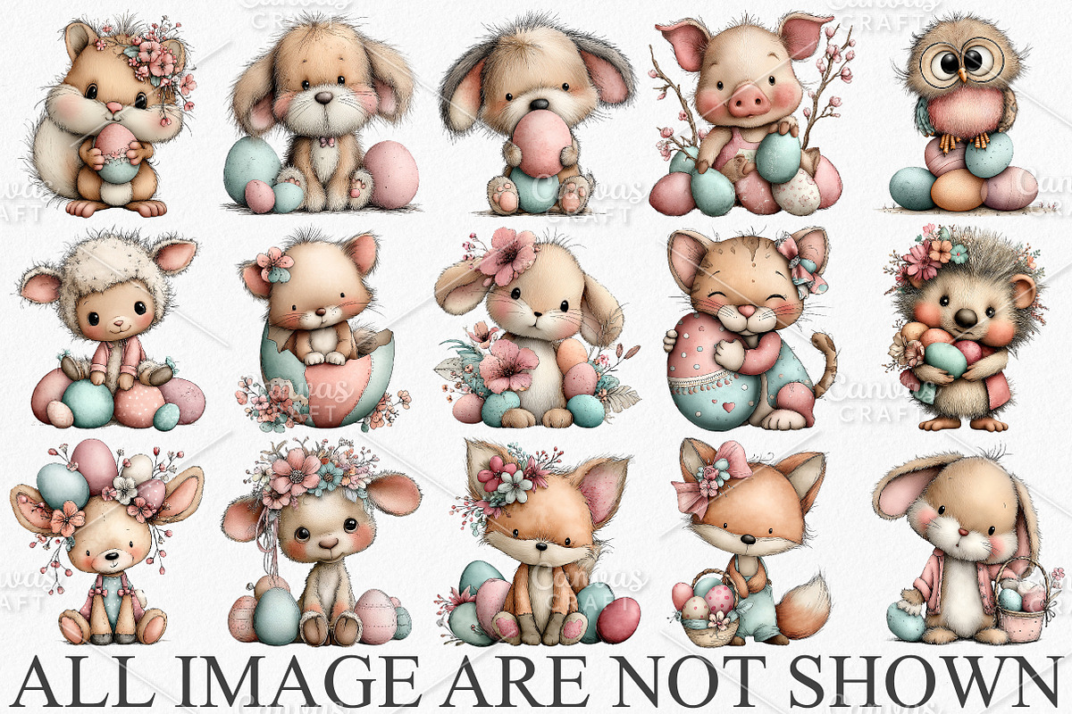 Whimsical Easter Animals Clipart PNG, an Illustration by Canvas Craft (Photo 3 of 7)