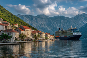 Cruise ship docked at coastal town, a Photo by Beautiful things